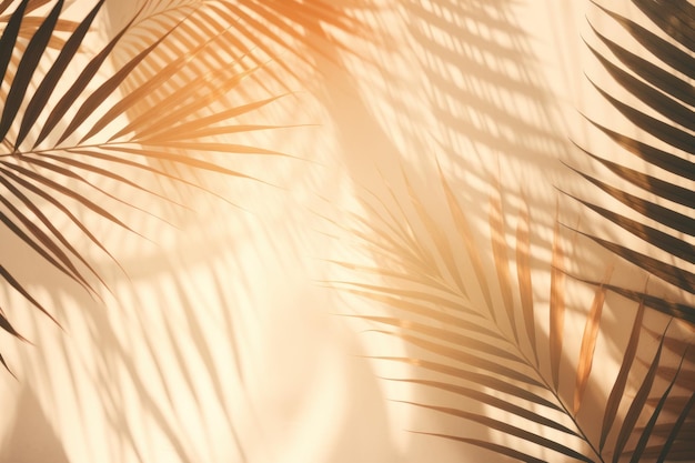 Бежевый фон с пальмовыми листьями Иллюстрация AI GenerativexA