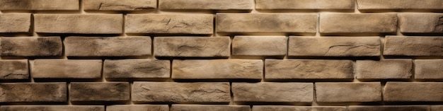 Beige Brick Wall Panoramic Banner Generative AI