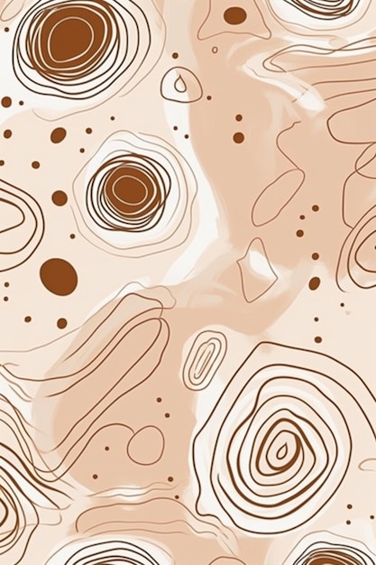 A beige and brown wallpaper with a brown and white pattern.