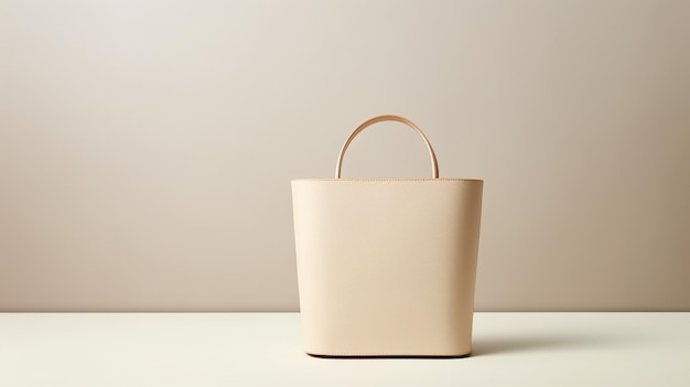 Foto beige bucket bag geïsoleerd op witte achtergrond met kopieerruimte voor reclame