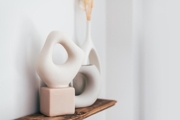 Beige ceramic vases