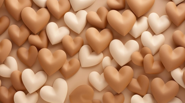 Beige Color Hearts as a background