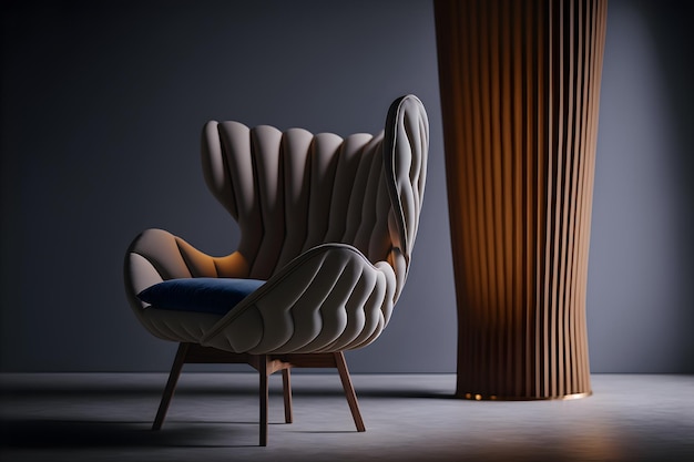 Beige color velvet armchair design interior generative ai