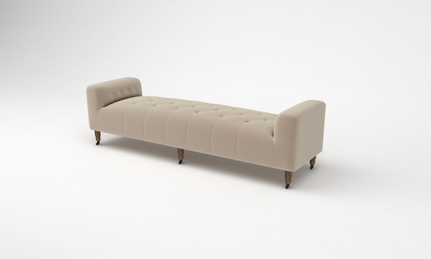 Beige Daybed side View furniture 3D Rendering