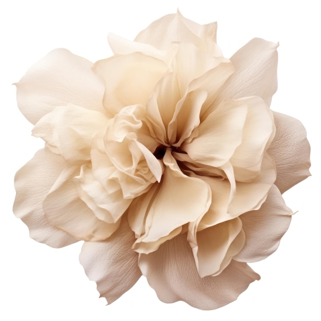 Beige Flower from Above on White Background AI Generated