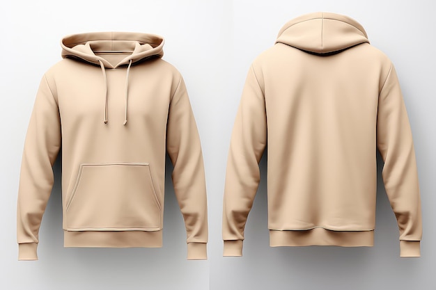 Beige Hoodie Template With Clipping Path Ideal For Design Mockups Mockup