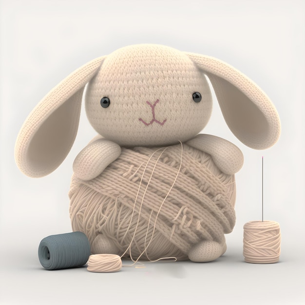 Beige konijnengaren Amigurumi