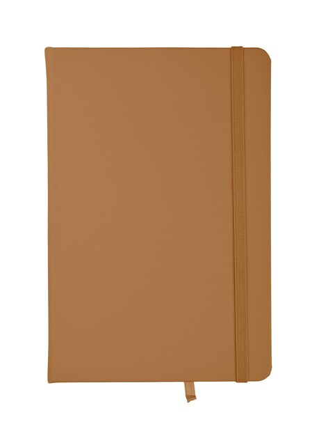 Beige leren omslag notebook geïsoleerd op wit