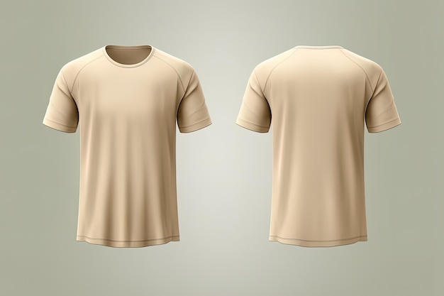 Premium Photo | Beige male tshirt realistic mockup set from front and ...