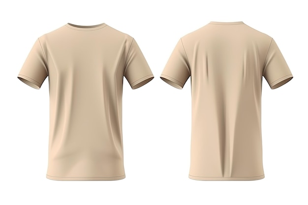 Premium Photo | Beige male tshirt realistic mockup set from front and ...