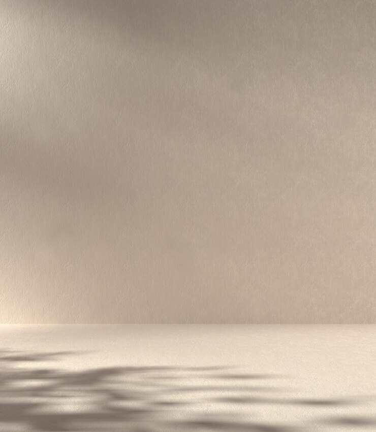 日よけの木の影の3dレンダリングとベージュの最小限の抽象的なコンクリートの壁の背景