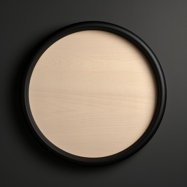 Фото Бежевая минималистичная круглая рамка для фотографий минималистическое кольцо с реалистичной текстурой квадратная цифровая иллюстрация ai создал пустой круг на черном фоне