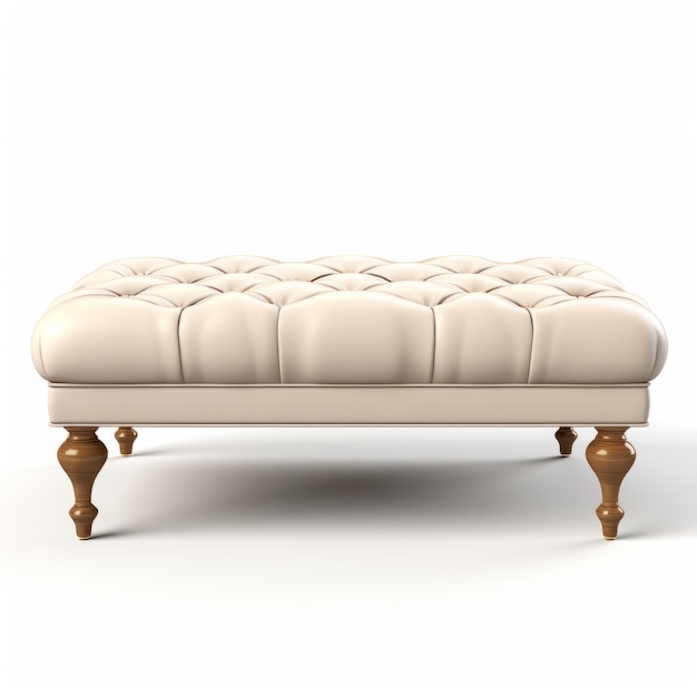 Beige Ottoman Dynasty Realistic 3d Render Of A Tufted Ottoman