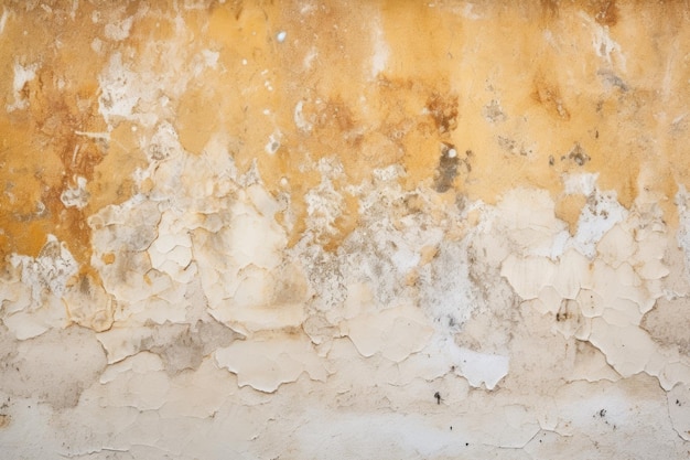 Beige paint peeling from a cement wall