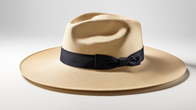 beige panama hat isolated on white background