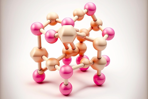 Beige pink cosmetic molecule structure model isolated on white background