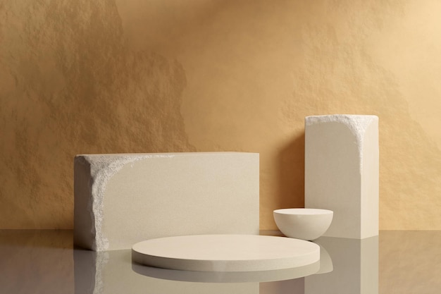 Beige sandstone podium mockup