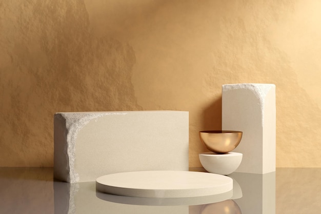 Beige sandstone podium mockup