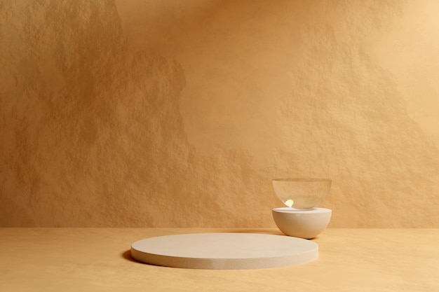 Beige sandstone podium mockup