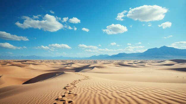 Photo beige sandy desert under a clear blue sky