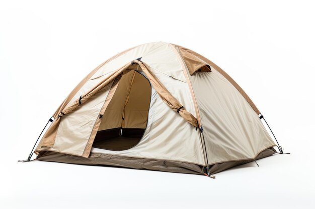 A beige tent on a white background