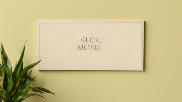 Photo beige twill sign mockup on yellow wall with quote
