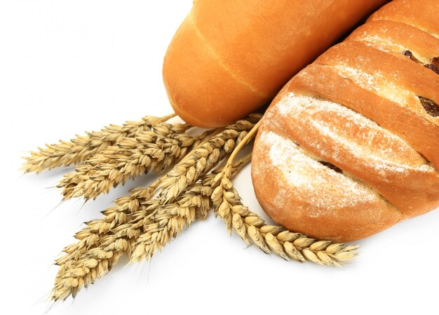 Beige white bread, on a white background