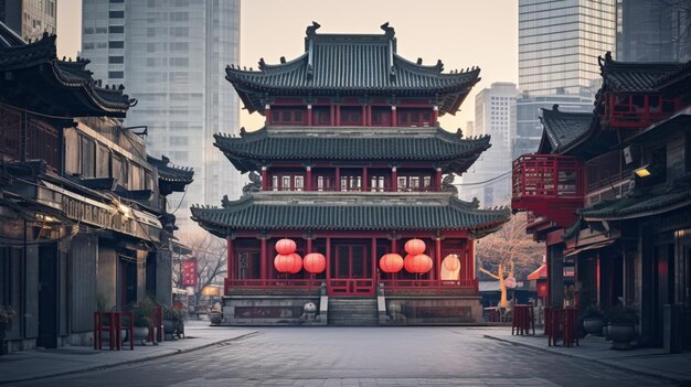 beijing old architecture blends with modern skyscrapers