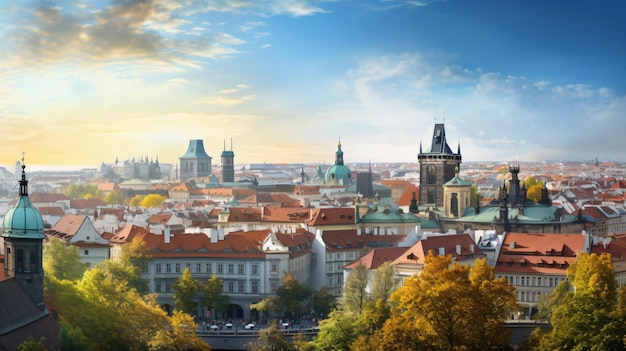 Photo beijing prague city beautiful panorama view