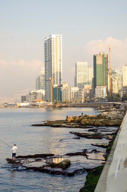 Photo beirut city panorama beirut sea view from mountain lebanon nature