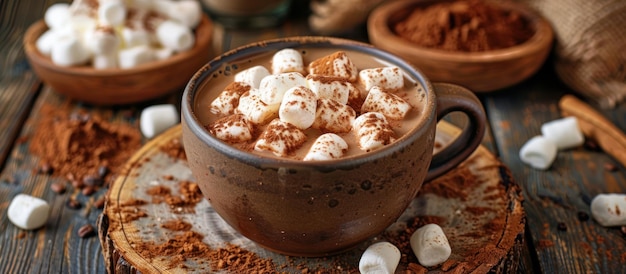 Beker warme chocolade met marshmallows