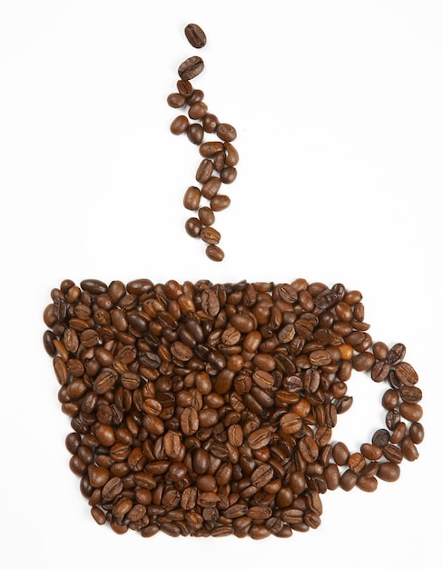 Bekervorm gemaakt van koffiebonen