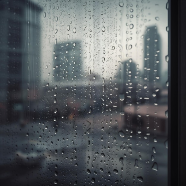 Bekijk regenvenster stad water licht stedelijk glas weer straat achtergrond Generatieve AI