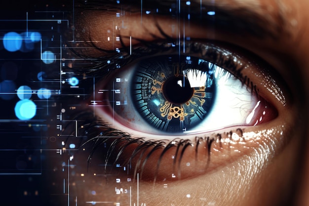 Bekijk toekomstige scan toegang futuristische digitale visie technologie oogconcept veilig