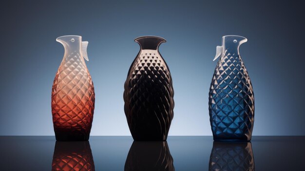 Bekroonde minimalistische visvormige glazen vazen met levendige kleuren