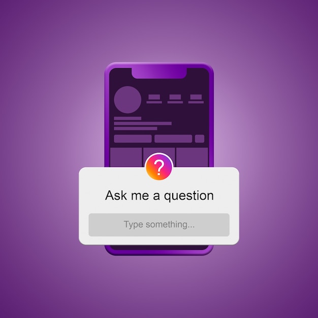 Bel met Instagram-interface en stel me een 3D-vraagformulier