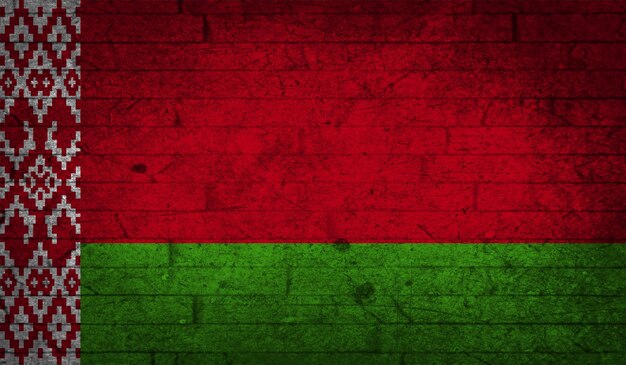 Belarus flag grunge brick wall texture national symbol flat style concrete design