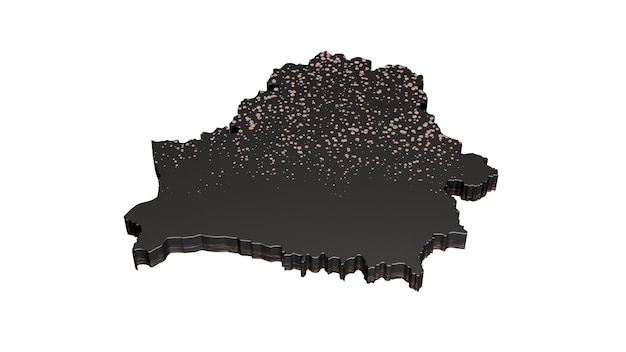 Belarus metallic premium black map isolated on white 3d illustration