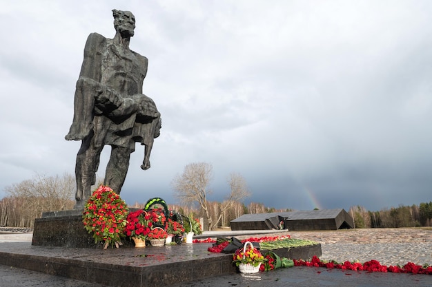 Belarus Minsk March 2023 Memorial complex of Khatyn village Monument to the Unbowed Man