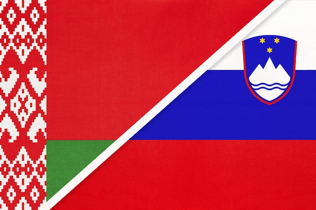 Belarus and Slovenia symbol of country Belarusian vs Slovene national flags