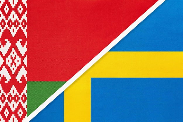 Belarus and Sweden symbol of country Belarusian vs Swedish national flags