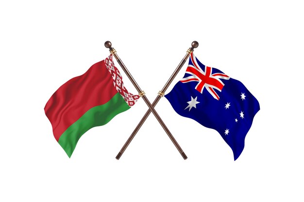 Belarus versus Australia Two Countries Flags Background