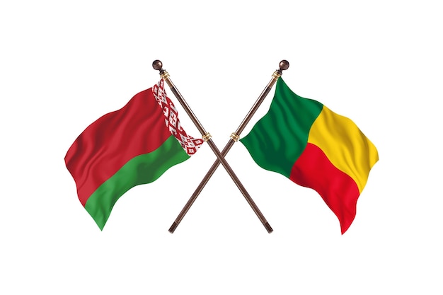 Belarus versus Benin Two Countries Flags Background