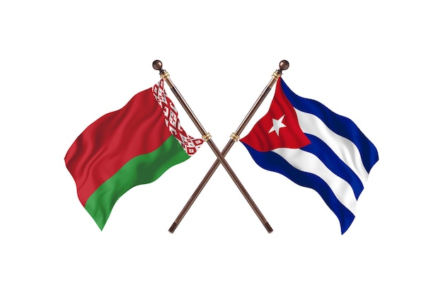 Belarus versus Cuba Two Countries Flags Background