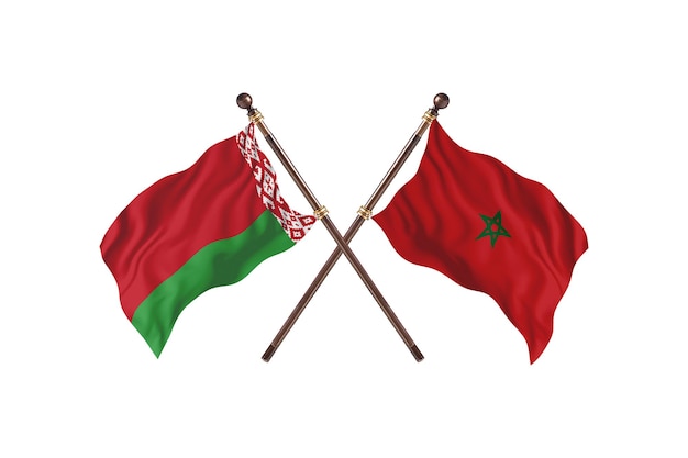 Belarus versus Morocco Two Countries Flags Background