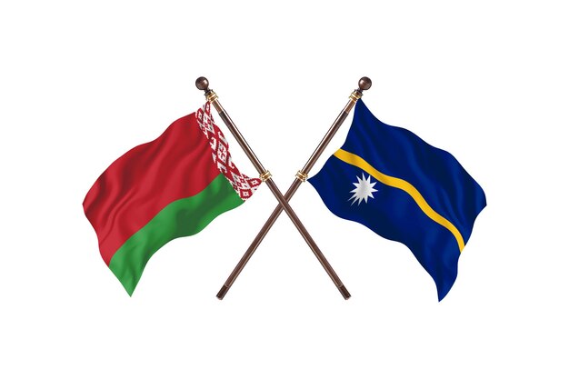 Belarus versus Nauru Two Countries Flags Background