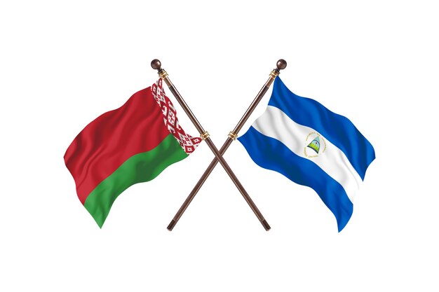 Belarus versus Nicaragua Two Countries Flags Background