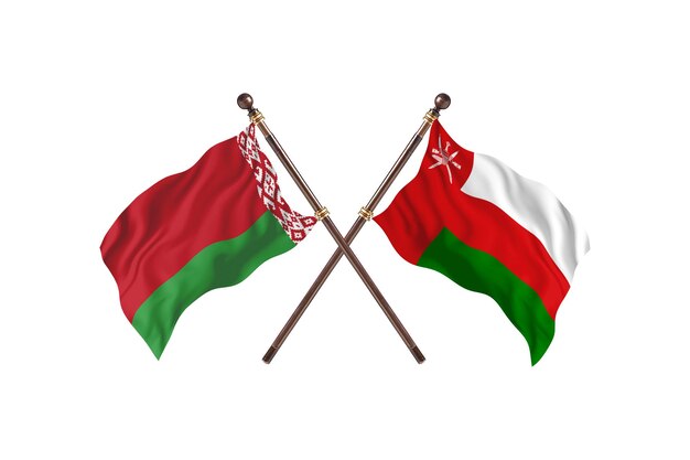 Belarus versus Oman Two Countries Flags Background