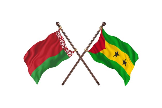 Belarus versus Sao Tome amp Principe Two Countries Flags Background