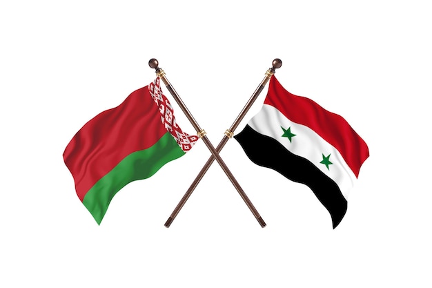 Belarus versus Syria Two Countries Flags Background